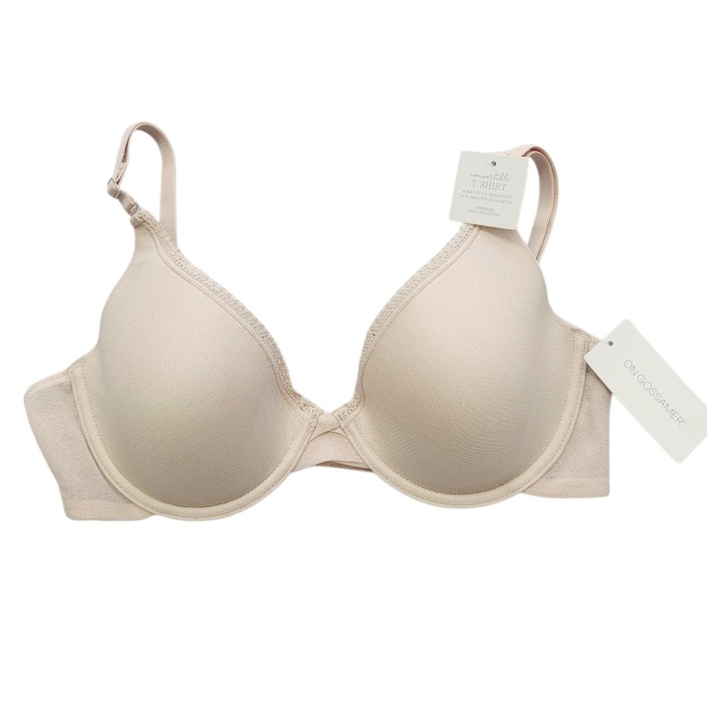 ON GOSSAMER 34C Nude Convertible Mesh T Shirt Bra in Champagne Women